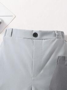 SHEIN Tween Boy 2入組純色開扣短褲 - 灰色 - 查看 4