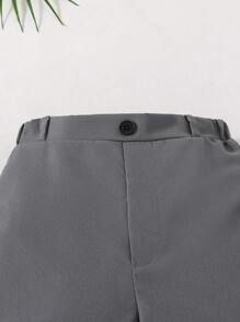 SHEIN Tween Boy 2入組純色開扣短褲 - 灰色 - 查看 5