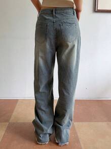 DAZY Cao eo Quần legging thẳng - Rửa trung bình - Xem 3