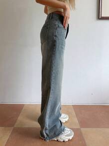 DAZY Cao eo Quần legging thẳng - Rửa trung bình - Xem 4