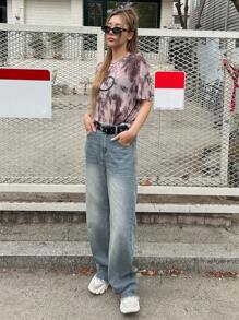 DAZY Cao eo Quần legging thẳng - Rửa trung bình - Xem 5