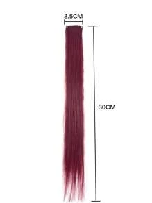 夾片短直筒合成纖維接髮 - 玫紅色 - 查看 3