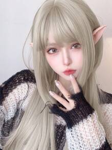 alicegarden Long Straight Synthetic Wig With Bangs - Gold - View 4