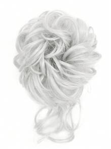 Synthetic Wig 10 Inches Short Curly Hair Elastic Wig Hair Ring Synthetic Fiber Matte High Temperature Silk Suitable For Daily Wear Gray - Grey - View 2