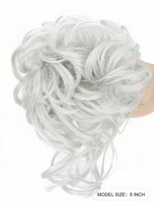 Synthetic Wig 10 Inches Short Curly Hair Elastic Wig Hair Ring Synthetic Fiber Matte High Temperature Silk Suitable For Daily Wear Gray - Grey - View 4
