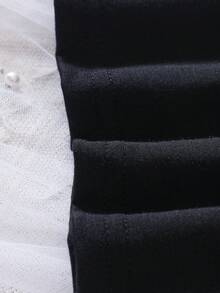 嬰兒網紗拼接泡泡袖T恤 - 黑色 - 查看 6