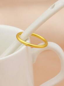 1 Nhẫn Thép Không Gỉ Thời Trang Tối Giản Cho Nữ Để Trang Trí Hàng Ngày - Vàng - Xem 1