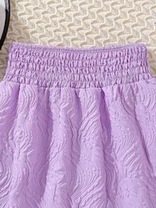 SHEIN Váy Gái Dải chun màu trơn Giải trí - Màu tím - Xem 3