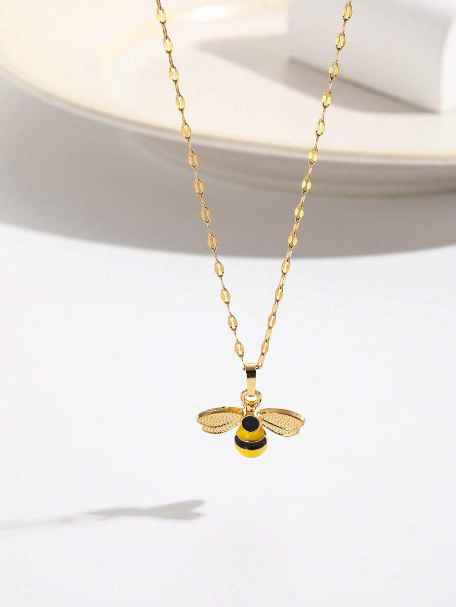 1pc Bee Pendant Necklace, Perfect For Daily Wear - Multicolor - View 1