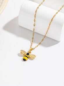 1pc Bee Pendant Necklace, Perfect For Daily Wear - Multicolor - View 3