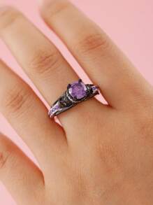 Cubic Zirconia Decor Ring - Multicolor - View 1