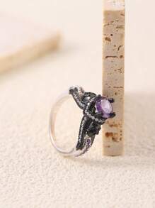 Cubic Zirconia Decor Ring - Multicolor - View 3