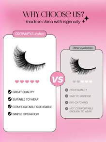 GROINNEYA 7 对猫眼睫毛仿貂睫毛狐狸眼假睫毛翼状眼睫毛延长睫毛延长柔软自然浓密睫毛日常派对旅行必备化妆工具（QX01）条状睫毛，睫毛，睫毛，假睫毛 - 黑色 - 查看 7