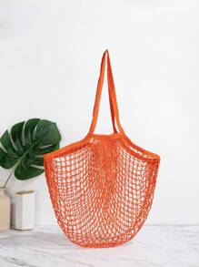 大容量沙灘包鏤空設計 - 橘色 - 查看 2