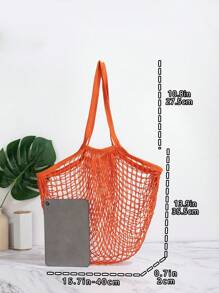 大容量沙灘包鏤空設計 - 橘色 - 查看 4