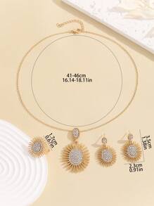 4pcs/set Rhinestone Decor Jewelry Set - Gold - View 3