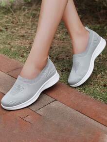 女士透氣低幫一腳蹬運動戶外運動鞋 - 灰色 - 查看 2