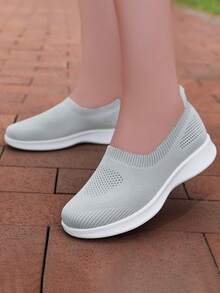 女士透氣低幫一腳蹬運動戶外運動鞋 - 灰色 - 查看 3