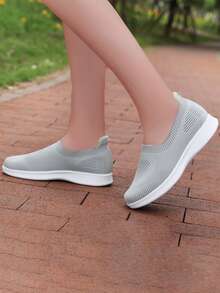 女士透氣低幫一腳蹬運動戶外運動鞋 - 灰色 - 查看 4