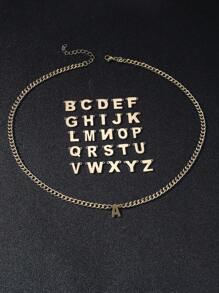 1入組時尚字母吊墜項鍊適合男士日常裝飾,適用於首飾類禮品和派對 - 金黃色 - 查看 3