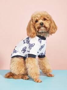 1pc Dog Pattern Pet Tee For Dog And Cat For Summer - White - View 1