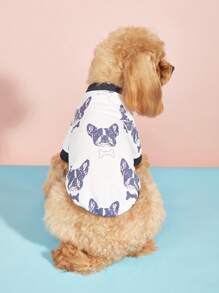 1pc Dog Pattern Pet Tee For Dog And Cat For Summer - White - View 2