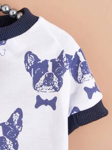 1pc Dog Pattern Pet Tee For Dog And Cat For Summer - White - View 5