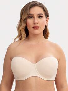 Women's Plus Size Non-Slip Underwire Strapless Bra - Beige - View 1