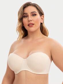 Women's Plus Size Non-Slip Underwire Strapless Bra - Beige - View 3