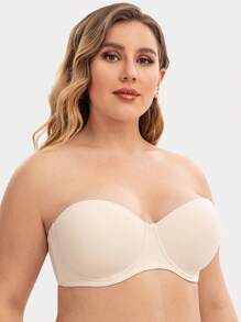 Women's Plus Size Non-Slip Underwire Strapless Bra - Beige - View 4