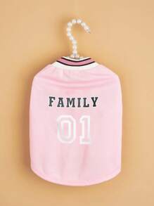 1pc Pet Jersey Number Vest, Lightweight Summer Anti-Shedding Clothes For Small Dogs Like Schnauzer, Cats - Pink - View 3