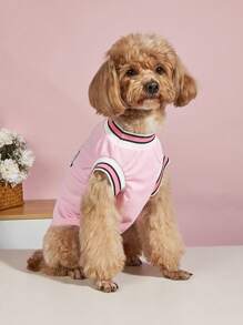 1pc Pet Jersey Number Vest, Lightweight Summer Anti-Shedding Clothes For Small Dogs Like Schnauzer, Cats - Pink - View 5
