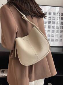 Letter Embossed Detail Crossbody Bag Solid Colour - White - View 3