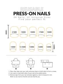 YADORNOS Instantly Upgrade Your Look With 24pcs Short Oval Heart Pattern Full Cover Fake Nail Set - Multicolor - View 3