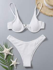 Swim Mod Bañador bikini con aro unicolor - Blanco - Ver 9