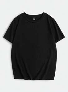 SHEIN Coolane 中國龍和字母圖案落肩袖超大號T恤 - 黑色 - 查看 4