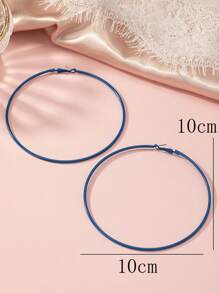 極簡圓耳環 - 藍色 - 查看 3