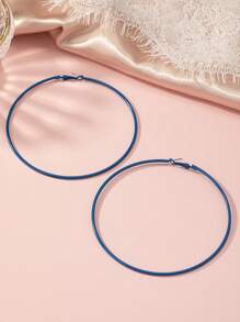 極簡圓耳環 - 藍色 - 查看 5