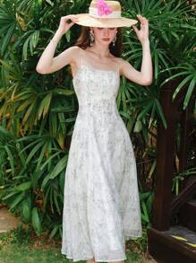 滿版印花吊帶連衣裙 - 彩色 - 查看 1