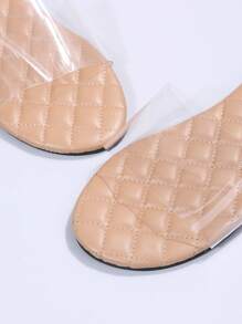 女士透明帶時尚夏天PVC平底涼鞋 - 杏色 - 查看 3