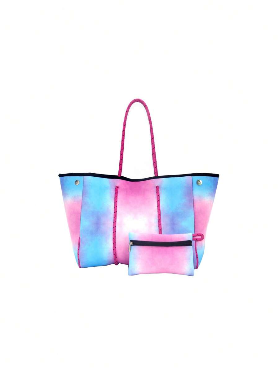 Túi tote thiết kế ombre với túi nhỏ đi học dành cho sinh viên tốt nghiệp, cô gái tuổi teen, sinh viên năm nhất, sinh viên năm hai, trung học cơ sở và trung học phổ thông, đại học và trung học phổ thông, hoàn hảo cho hoạt động ngoài trời, du lịch và trở lại trường học - Nhiều màu - Xem 1