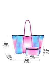 Túi tote thiết kế ombre với túi nhỏ đi học dành cho sinh viên tốt nghiệp, cô gái tuổi teen, sinh viên năm nhất, sinh viên năm hai, trung học cơ sở và trung học phổ thông, đại học và trung học phổ thông, hoàn hảo cho hoạt động ngoài trời, du lịch và trở lại trường học - Nhiều màu - Xem 4