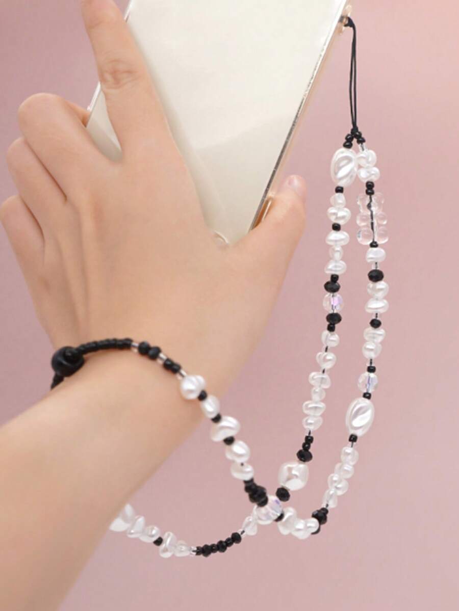 1 dây buộc điện thoại đính cườm - Nhiều màu - Xem 1