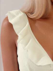 SHEIN Swim Summer Beach Ruffle Trim Bikini Set - Beige - View 7