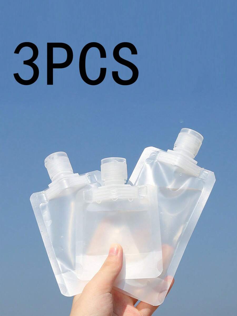 3入組包裝袋洗手液洗髮水化妝品瓶旅行乳液收納袋旅行便攜式收納袋,旅行分裝袋,可填充容器防漏,旅行裝 - 無色 - 查看 1