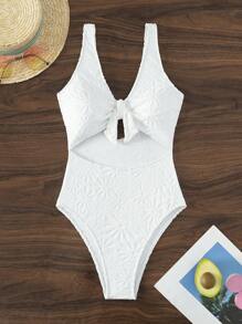 Maillot de bain une pièce avec découpe et nœud, pour l'été et les vacances à la plage