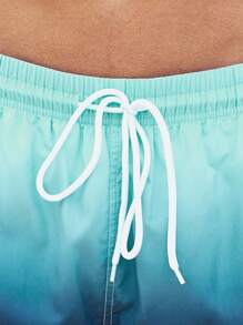 Manfinity Men Plus Ombre Drawstring Waist Swim Trunks - Blue - View 5