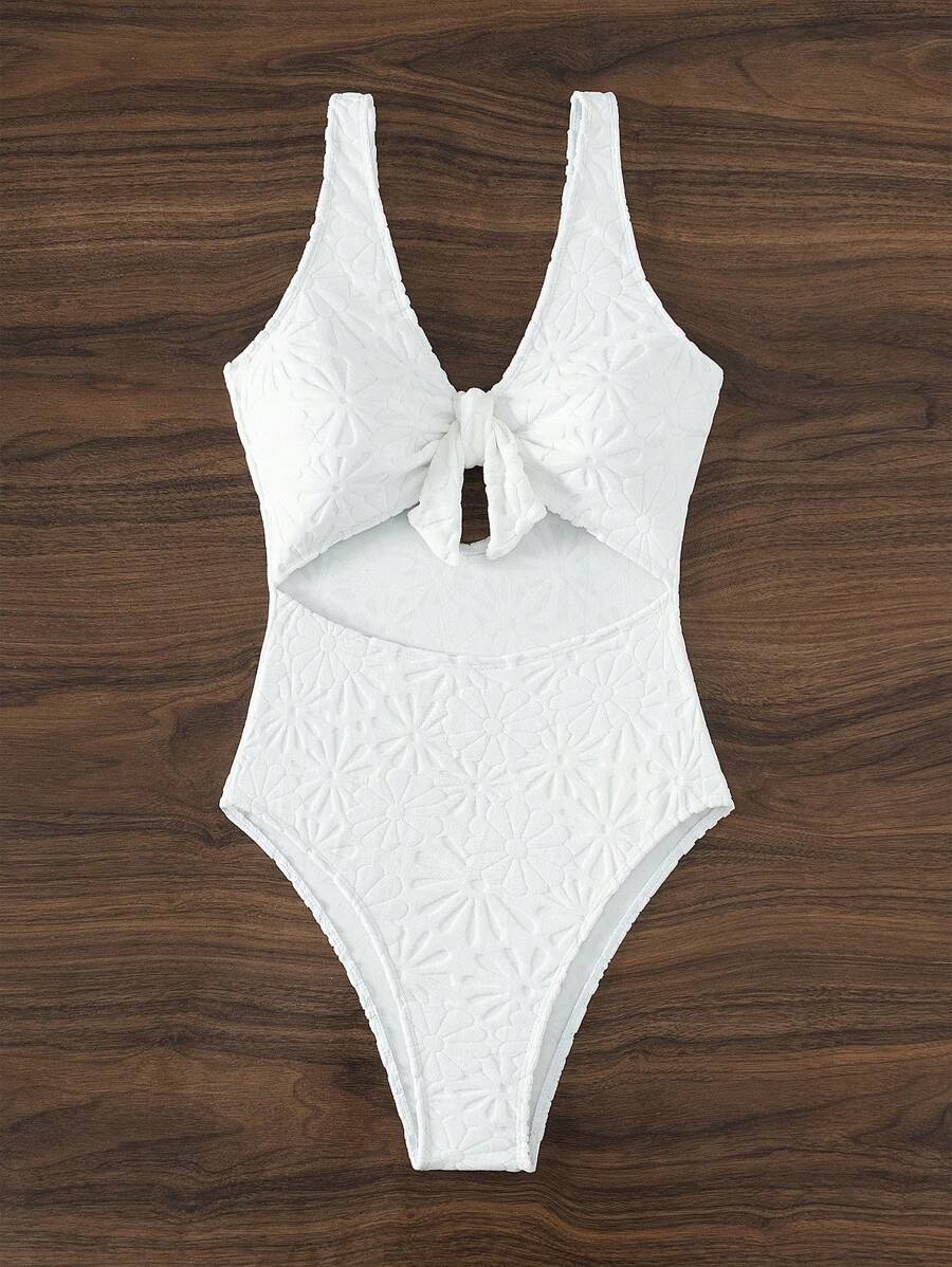 Maillot de bain une pièce avec découpe et nœud, pour l'été et les vacances à la plage