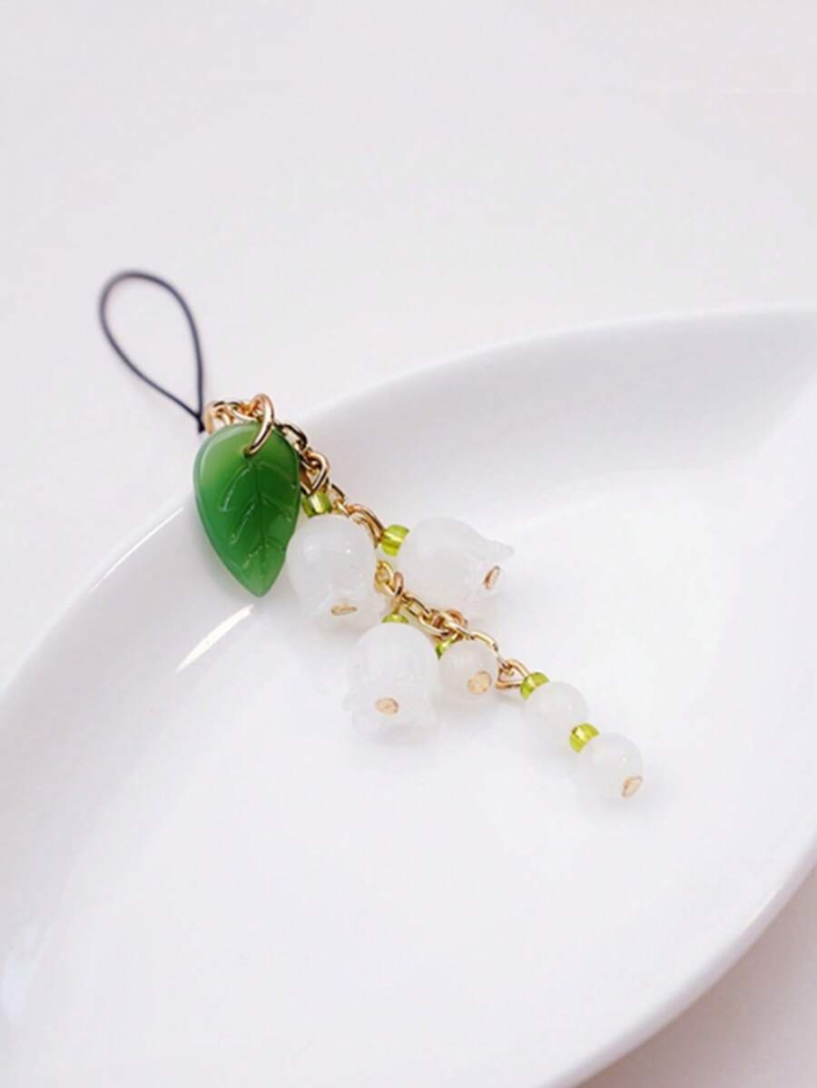 1pc Flower & Leaf Decor Phone Lanyard - Multicolor - View 1