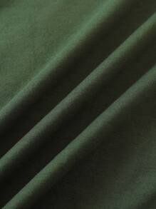 SHEIN LUNE Camiseta con estampado de letra - Verde militar - Ver 3